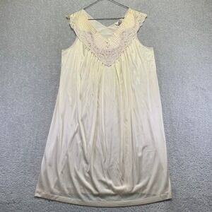 Vintage Sabrina by Mervyns Nightgown Womens M Cream Lace Trim V Neck Sleeveless